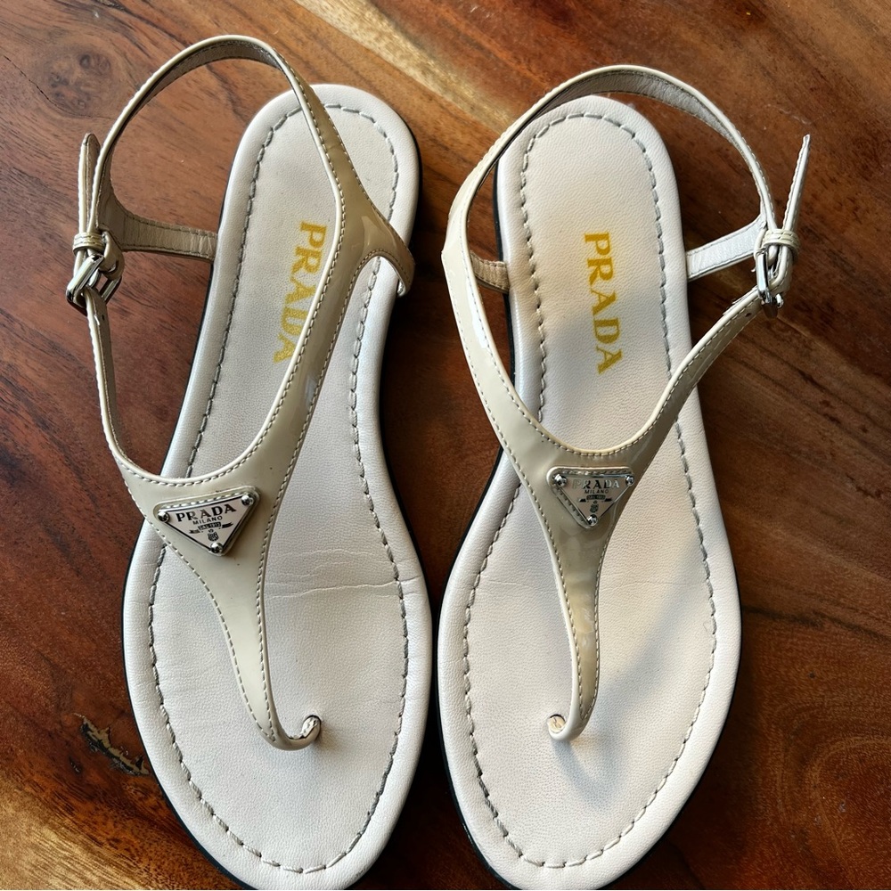 Prada Beige Leather Sandals